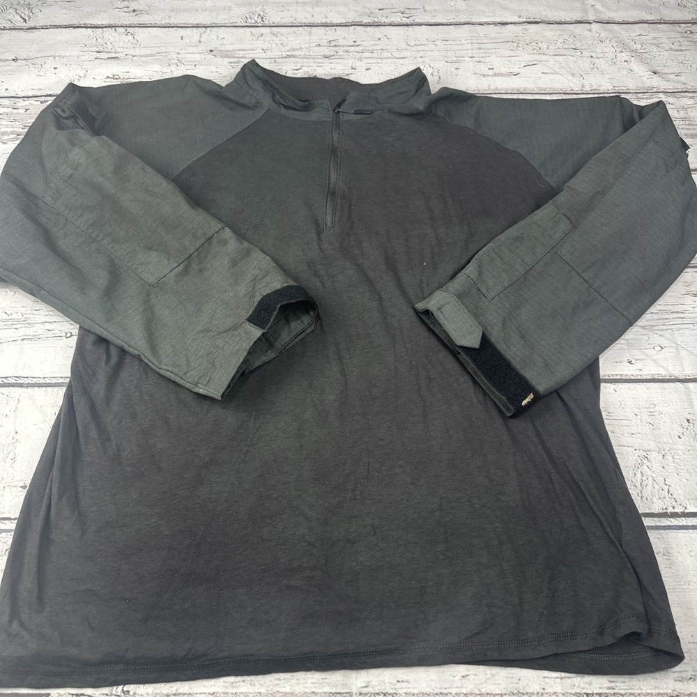 Tru Spec Combat Shirt 3XL Green  1/4 Zip Tactical Baselayer Cordura Ripstop